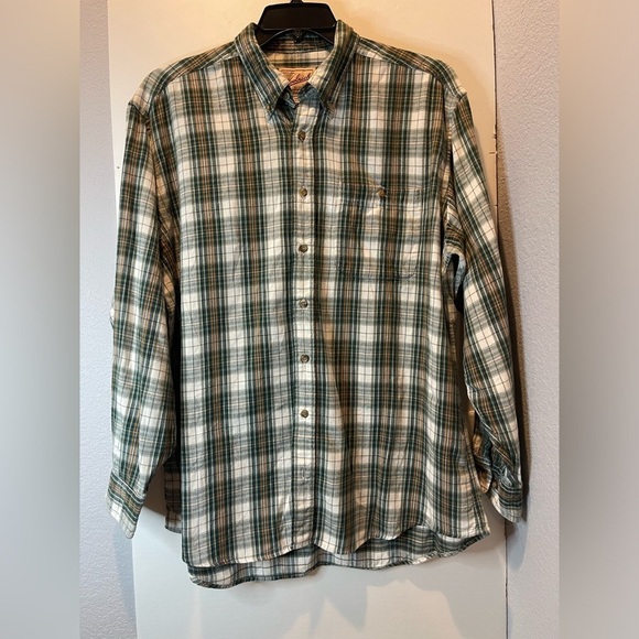 Woolrich Vintage Long Sleeve Button Down Size XL Dark Pine Plaid - Picture 2 of 11
